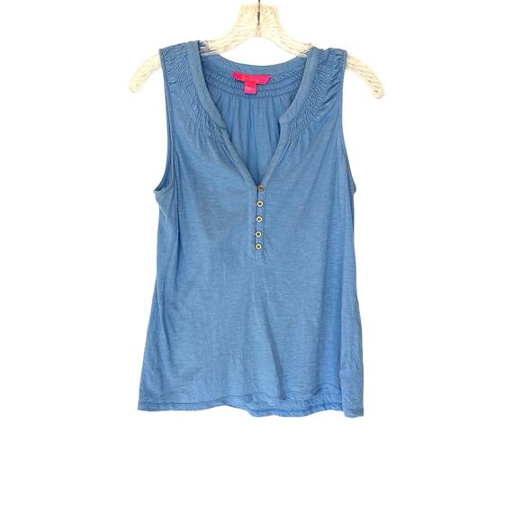 Lilly Pulitzer Blue Casual Basic Cotton Essie Sleeveless Tank Top Size Small - Picture 1 of 11